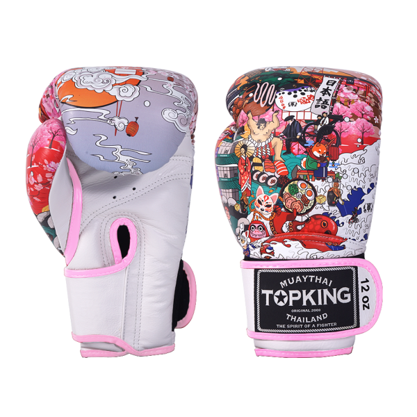 TOP KING TKB 日本風 白底粉款 10oz 12oz 真皮 拳擊手套 拳套,TKB,拳擊,踢拳,泰拳,拳擊