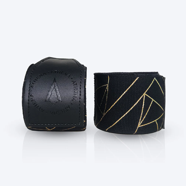 ATHENA 手綁帶 4.5米 黑色 幾何 附洗滌袋 手綁帶,棉質,彈性,泰拳,ATHENA,黑金,拳擊