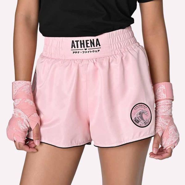 ATHENA 浪潮 Ryoko 粉黑款 S / M / L 泰拳褲 格鬥褲 運動短褲 運動短褲,泰拳褲,泰拳,ATHENA,黑色,拳擊
