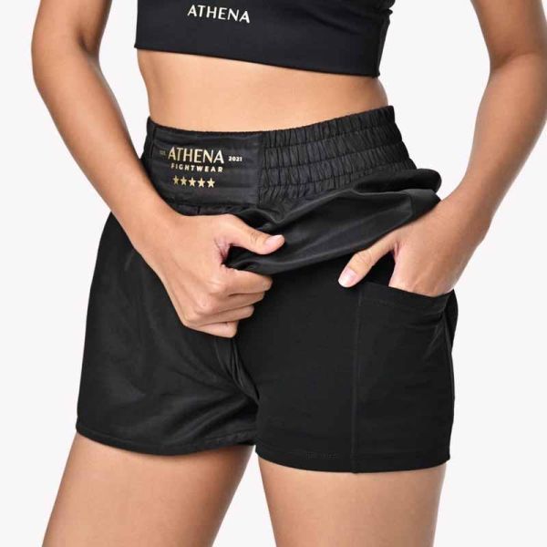 ATHENA 赫拉 Hera 黑金款 S / M / L 泰拳褲 格鬥褲 運動短褲 運動短褲,泰拳褲,泰拳,ATHENA,黑色,拳擊