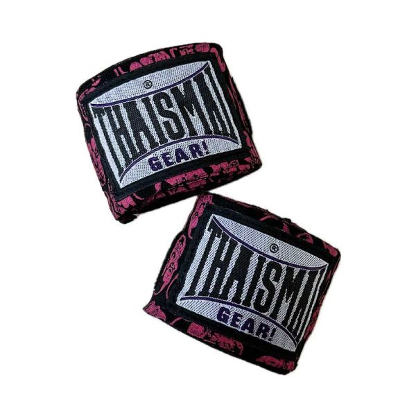 THAISMAI 手綁帶 4.5米 粉色骷髏 手綁帶,棉質,彈性,泰拳,THAISMAI,粉色,拳擊