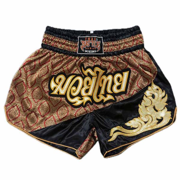 THAI BATTLE 紅金騰龍 M 泰拳褲 BATTLE,泰拳褲,運動褲,拳擊,踢拳,泰拳,黑色
