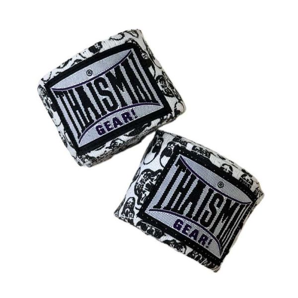 THAISMAI 手綁帶 4.5米 白色骷髏 手綁帶,棉質,彈性,泰拳,THAISMAI,白色,拳擊