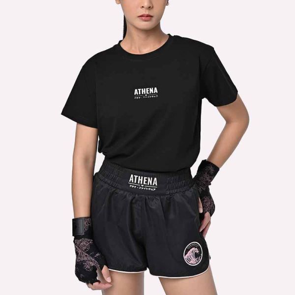ATHENA 浪潮 休閒上衣 Royko S / M 黑粉 T 卹 上衣,休閒上衣,泰拳,ATHENA,黑色,長版上衣,休閒服飾,