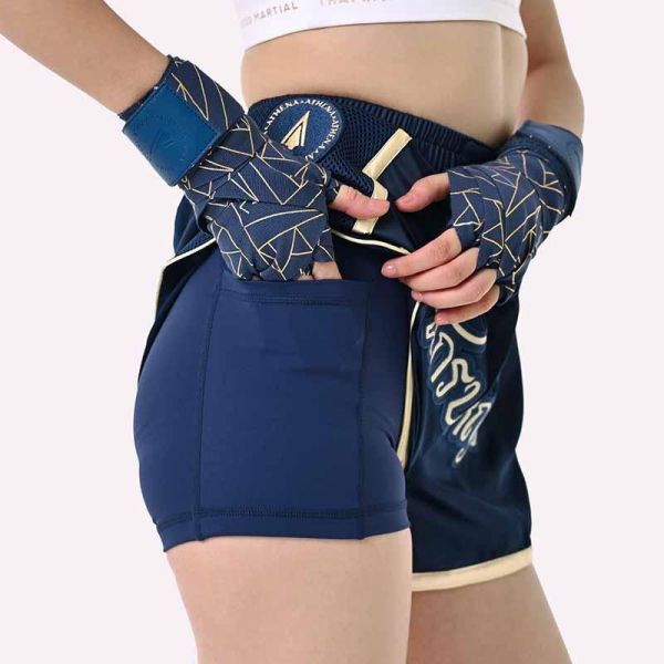 ATHENA 海軍藍 戰士款 M 泰拳褲 格鬥褲 運動短褲 運動短褲,泰拳褲,泰拳,ATHENA,藍色,拳擊