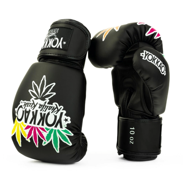 YOKKAO Khalifa Kush 12oz 14oz 16oz 黑色 極細纖 拳擊手套 拳套,YOKKAO,拳擊,踢拳,泰拳,拳擊,黑色,大麻,Khalifa