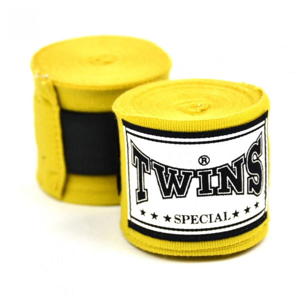 TWINS 手綁帶 黃色 4.5 米 彈性棉質 綁手 TWINS,手綁帶,棉質,彈性,泰拳,黃色,拳擊