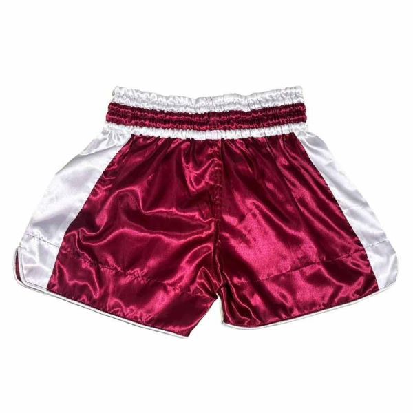 THAI BATTLE 兒童泰拳褲 L 純白酒紅款 THAI,泰拳褲,運動褲,拳擊,踢拳,泰拳,兒童,兒童泰拳,酒紅