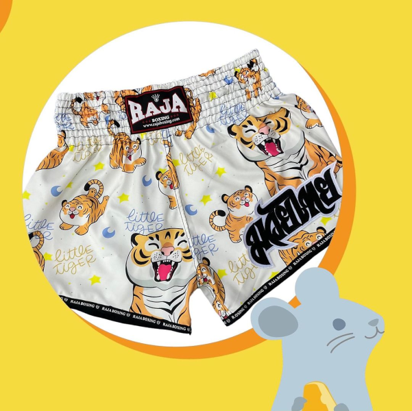 RAJA 泰國 萌虎 S / M / L 泰拳褲 泰拳褲,RAJA,泰拳,運動褲,拳擊,踢拳,黃色