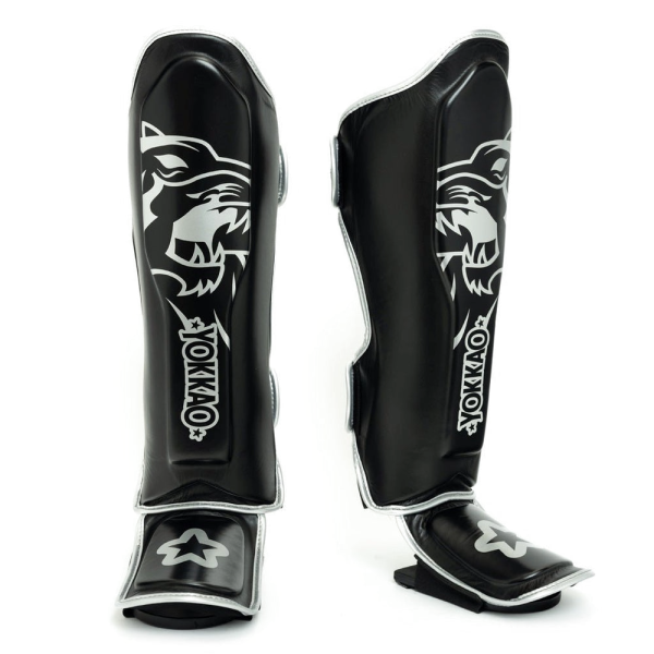 YOKKAO 經典雄獅 M / L 黑色 真皮 護腳脛 護腳脛,YOKKAO,護腿,踢拳,泰拳,黑色,lion,black