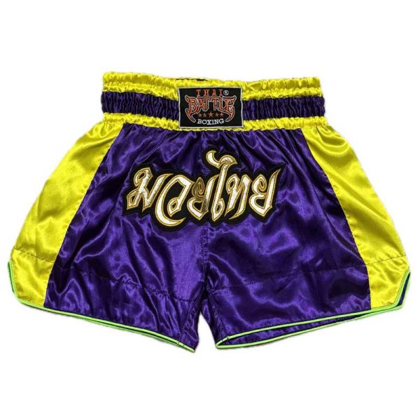 THAI BATTLE 兒童泰拳褲 L 紫黃款 THAI,泰拳褲,運動褲,拳擊,踢拳,泰拳,兒童,兒童泰拳,