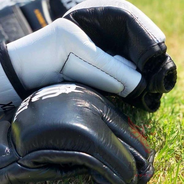 MONGKOL 真皮 MMA 01款 白色 S 露指拳套 拳套,MONGKOL,拳擊,踢拳,MMA,綜合格鬥,露指拳套,露指手套