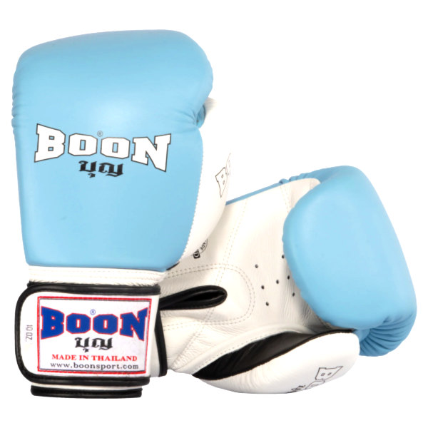 Boon 經典款 水藍撞色 12oz 真皮 拳擊手套 格鬥裝備,拳套,泰拳,BOON,藍色,拳擊,踢拳