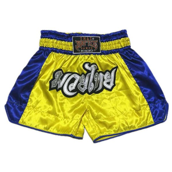 THAI BATTLE 兒童泰拳褲 M 藍黃款 THAI,泰拳褲,運動褲,拳擊,踢拳,泰拳,兒童,兒童泰拳,
