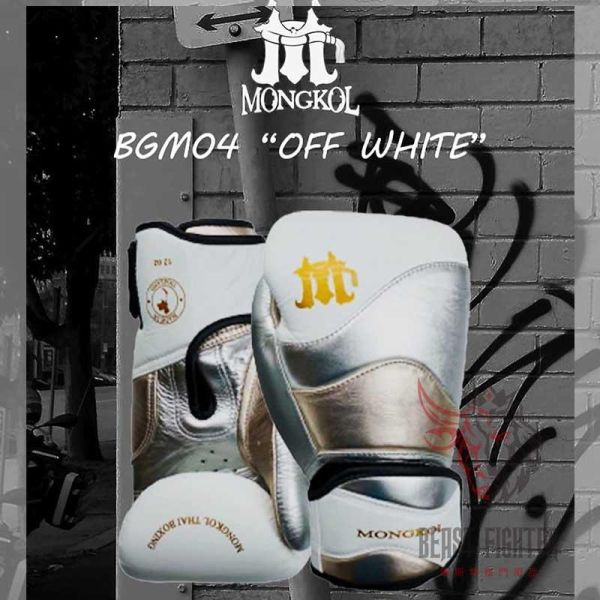 MONGKOL 蒙坤 12oz 雙腕帶 白金 真皮 拳擊手套 拳套,MONGKOL,拳擊,踢拳,泰拳,拳擊,白色