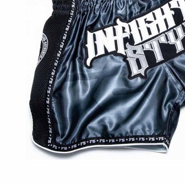 INFIGHT STYLE 黑色復古緞面 S / M / XL 泰拳褲 泰拳褲,泰國,拳擊,黑色,MMA,踢拳