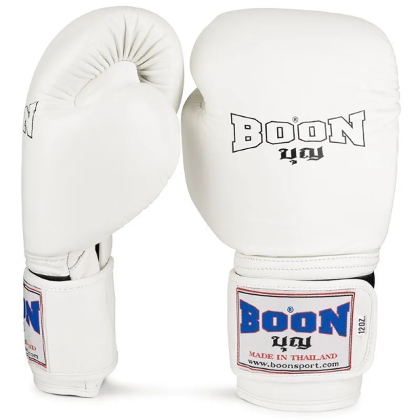 Boon 經典款 14oz 白色 真皮 拳擊手套 格鬥裝備,拳套,泰拳,BOON,白色,拳擊,踢拳
