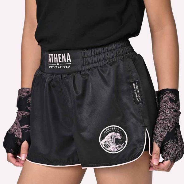 ATHENA 浪潮 Ryoko 黑粉款 M / L / XL 泰拳褲 格鬥褲 運動短褲 運動短褲,泰拳褲,泰拳,ATHENA,黑色,拳擊