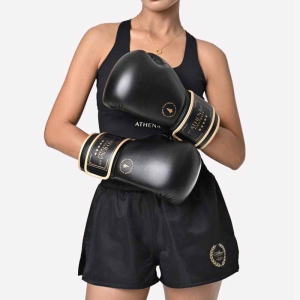 ATHENA 雅典娜 12oz 黑金款 極細纖 拳擊手套 泰拳,踢拳,拳擊,雅典娜,黑色,拳套