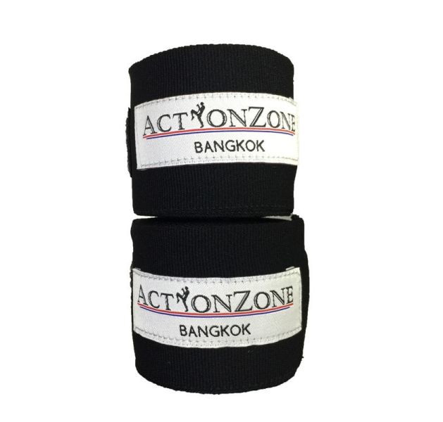 Action Zone 手綁帶 4.5米 黑色素面 彈性棉質 綁手 格鬥裝備,MMA,泰拳,手綁帶,纏手,黑色