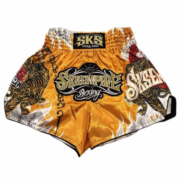 SKS 帝王猛虎 金色 L / XL 泰拳褲 運動短褲 SKS,泰拳褲,運動褲,拳擊,踢拳,泰拳,金色