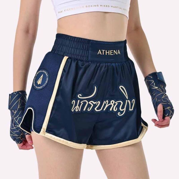 ATHENA 海軍藍 戰士款 M 泰拳褲 格鬥褲 運動短褲 運動短褲,泰拳褲,泰拳,ATHENA,藍色,拳擊