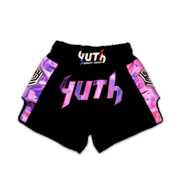 YUTH 芭達雅 L 黑紫 亮面 泰拳褲 運動短褲 YUTH,泰拳褲,運動褲,拳擊,踢拳,泰拳,