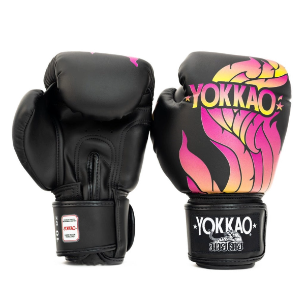YOKKAO 焰火 12oz 14oz 16oz 黑色 極細纖 拳擊手套 拳套,YOKKAO,拳擊,踢拳,泰拳,拳擊,黑色,fire,black