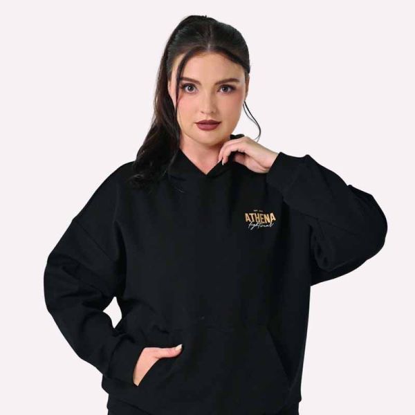 ATHENA 連帽 T Hoodie M 黑金 上衣,休閒上衣,泰拳,ATHENA,黑色,帽T,休閒服飾, Hoodie