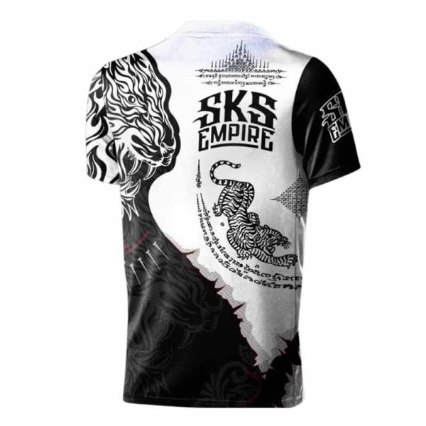 SKS 黑白虎紋 S / M / L T恤 排汗運動衣 SKS,上衣,休閒上衣,泰拳,老虎,白色,休閒服飾,排汗衫