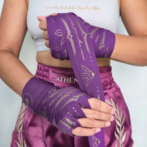 ATHENA 手綁帶 4.5米 黛安娜 紫色薰衣草 附洗滌袋 手綁帶,棉質,彈性,泰拳,ATHENA,紫色,拳擊