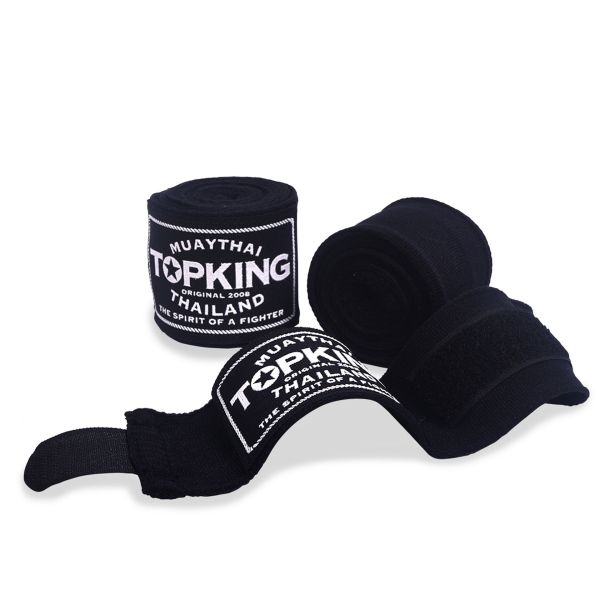Top King TKB 手綁帶 黑色 4.5 米 彈性棉質 綁手 TOPKING,手綁帶,棉質,彈性,泰拳,黑色,拳擊