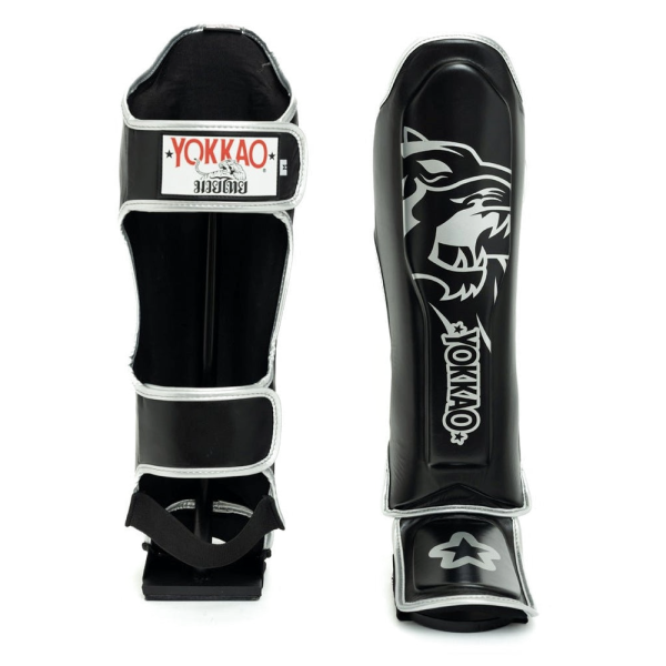 YOKKAO 經典雄獅 M / L 黑色 真皮 護腳脛 護腳脛,YOKKAO,護腿,踢拳,泰拳,黑色,lion,black