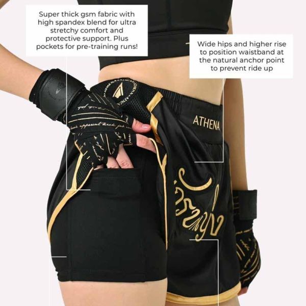 ATHENA 黑色 戰士款 L 泰拳褲 格鬥褲 運動短褲 運動短褲,泰拳褲,泰拳,ATHENA,黑色,拳擊