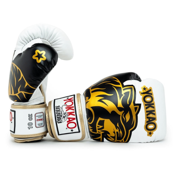 YOKKAO 經典雄獅 12oz 14oz 白色 真皮 拳擊手套 拳套,YOKKAO,拳擊,踢拳,泰拳,拳擊,白色,lion,white