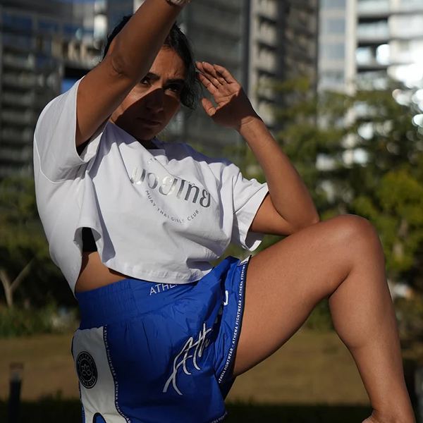 ATHENA 運動上衣 M 白色 短版 T 卹 泰拳女孩俱樂部 上衣,休閒上衣,泰拳,ATHENA,白色,短版上衣,休閒服飾