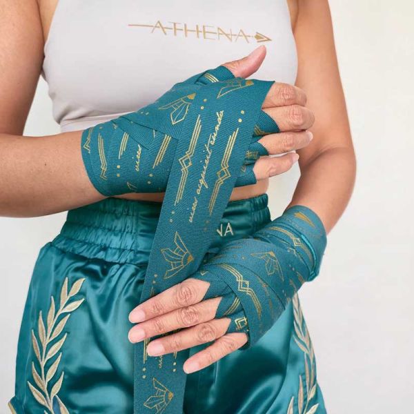 ATHENA 手綁帶 4.5米 黛安娜 湖水綠 附洗滌袋 手綁帶,棉質,彈性,泰拳,ATHENA,綠色,拳擊