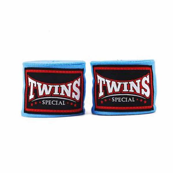 TWINS 手綁帶 水藍 4.5 米 彈性棉質 綁手 TWINS,手綁帶,棉質,彈性,泰拳,藍色,拳擊