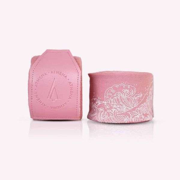 ATHENA 手綁帶 4.5米 浪潮 粉白款 附洗滌袋 手綁帶,棉質,彈性,泰拳,ATHENA,黑色,拳擊