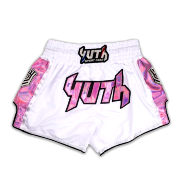 YUTH 芭達雅 L / XL 白粉 亮面 泰拳褲 運動短褲 YUTH,泰拳褲,運動褲,拳擊,踢拳,泰拳,