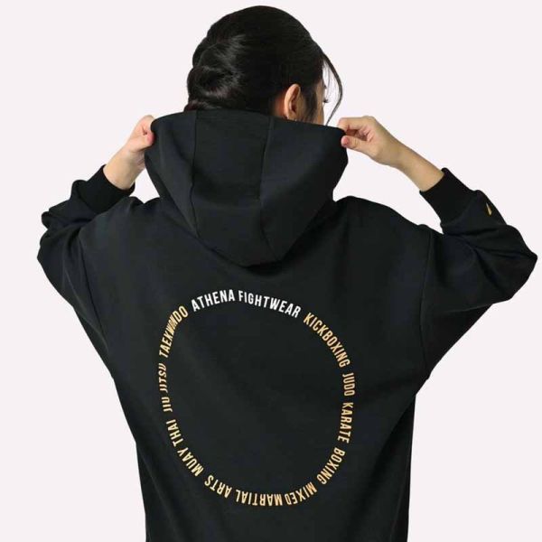 ATHENA 連帽 T Hoodie M 黑金 上衣,休閒上衣,泰拳,ATHENA,黑色,帽T,休閒服飾, Hoodie