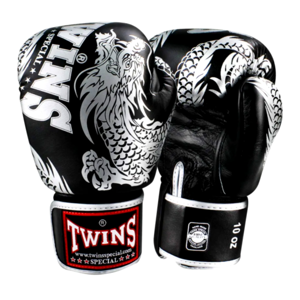 TWINS 銀黑 遊龍 12oz 真皮 拳擊手套 格鬥裝備,拳套,泰拳,TWINS,黑色,拳擊,踢拳