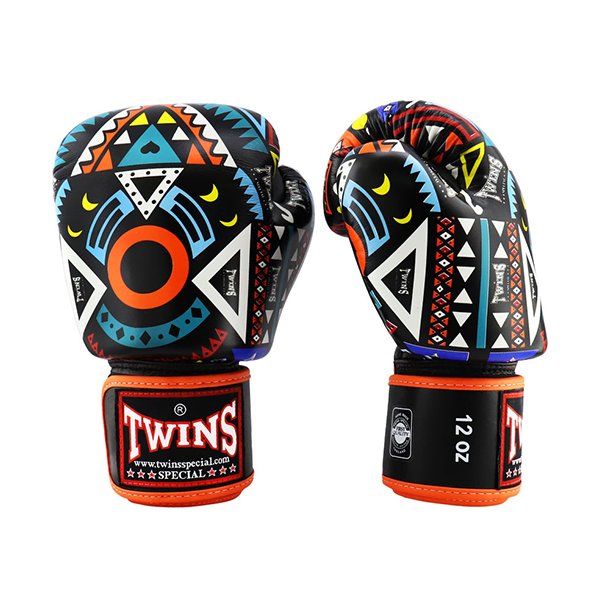 TWINS 泰國 阿茲特克 圖騰 12oz 14oz 真皮 拳擊手套 格鬥裝備,拳套,泰拳,TWINS,橘色,拳擊,踢拳