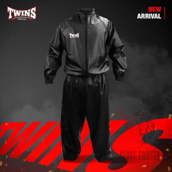 TWINS 高磅數減重衣 M / L / XL 金邊 VSS1 縮口設計 桑拿服 脫水服 減重衣,脫水,降重,桑拿服,拳擊,泰拳,比賽,黑色