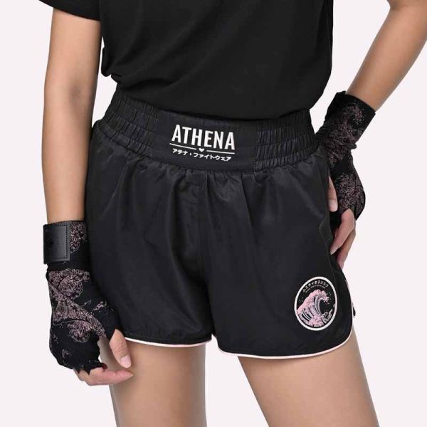 ATHENA 浪潮 Ryoko 黑粉款 M / L / XL 泰拳褲 格鬥褲 運動短褲 運動短褲,泰拳褲,泰拳,ATHENA,黑色,拳擊