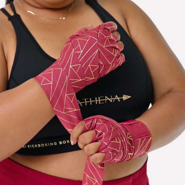 ATHENA 手綁帶 3米 4.5米 莓果紅 附洗滌袋 手綁帶,棉質,彈性,泰拳,ATHENA,紅色,拳擊