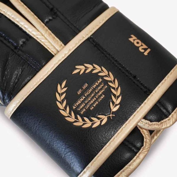 ATHENA 雅典娜 12oz 黑金款 極細纖 拳擊手套 泰拳,踢拳,拳擊,雅典娜,黑色,拳套