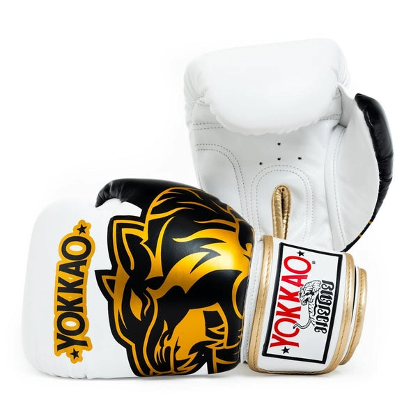 YOKKAO 經典雄獅 12oz 14oz 白色 真皮 拳擊手套 拳套,YOKKAO,拳擊,踢拳,泰拳,拳擊,白色,lion,white