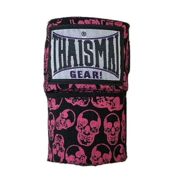 THAISMAI 手綁帶 4.5米 粉色骷髏 手綁帶,棉質,彈性,泰拳,THAISMAI,粉色,拳擊