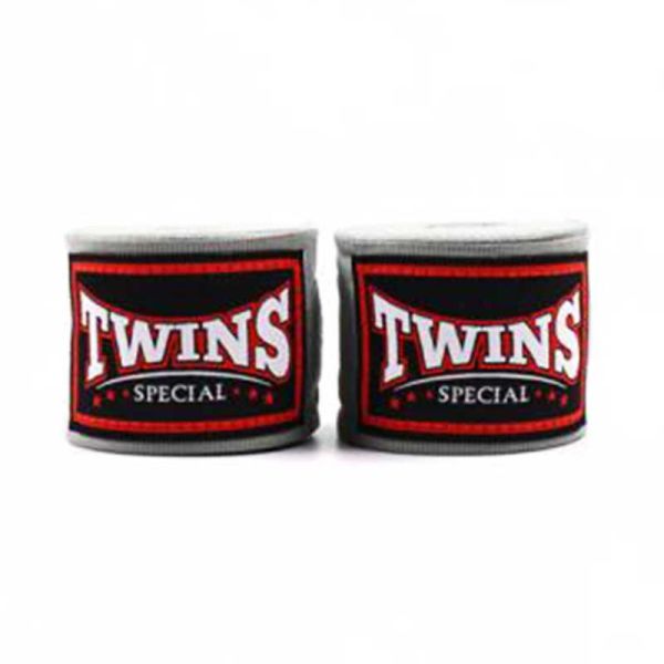 TWINS 手綁帶 灰色 4.5 米 彈性棉質 綁手 TWINS,手綁帶,棉質,彈性,泰拳,灰色,拳擊